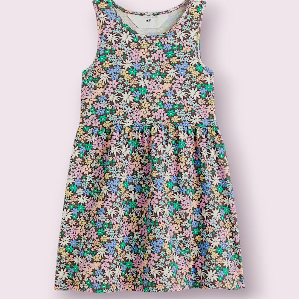 H&M Black & White Forals Prints Sleeveless dress 100% Cotton Sting free frock